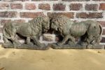 2 antieke Franse gietijzeren leeuwen